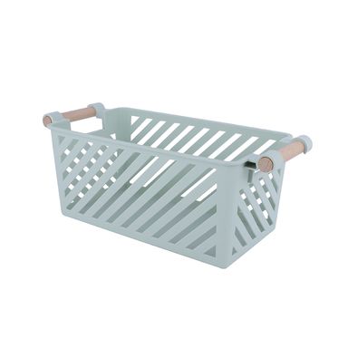 Organizador de plástico apilable mori girl con mango de madera l verde -  Miniso
