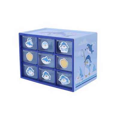 Organizador de plástico portalapices de 9 compartimentos mousse serie mini family color azul -  Mini Family