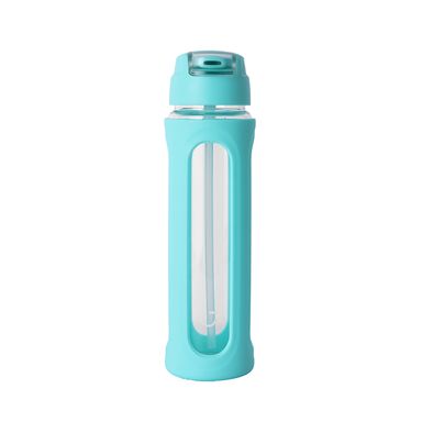 Tomatodo de vidrio con tapa abatible de color sólido con pico y asa 580 ml verde -  Miniso