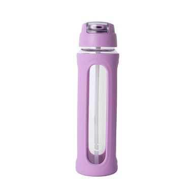 Tomatodo de vidrio con tapa abatible de color sólido con pico y asa 580 ml púrpura -  Miniso