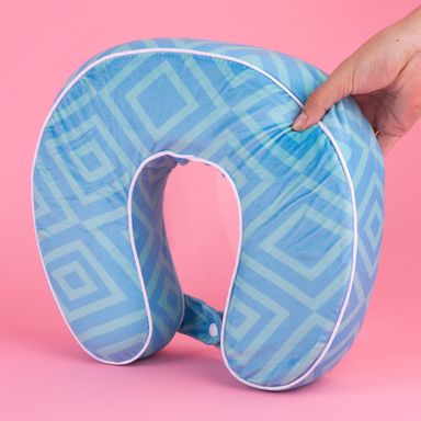 Almohada de viaje para el cuello en forma de u de espuma viscoelástica con forma única azul claro -  Miniso