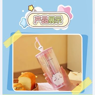 Tomatodo de plástico de doble pared con sorbete chiikawa 700 ml rosa -  Chiikawa
