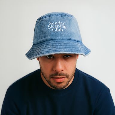 Sombrero de cubo denim desgastado sleeping club azul -  Miniso