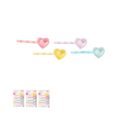 Set de pasadores infantiles colores pastel corazones y estrellas 4pzas -  Miniso