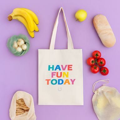 Bolso de compras miniso arcoíris have fun today blanco -  Miniso