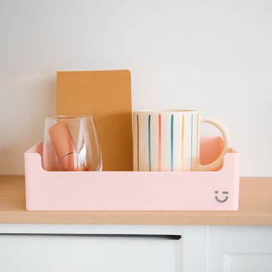Organizador de plástico apilable rectangular rosa -  Miniso