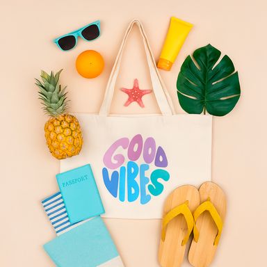 Bolsa de compras con letras divertidas (blanca) -  Miniso