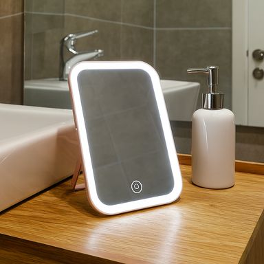 Espejo cuadrado con luz led mod ca7302 rosa - Miniso