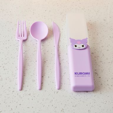 Juego de cubiertos cuchillo, tenedor y cuchara de plástico kuromi -  Sanrio