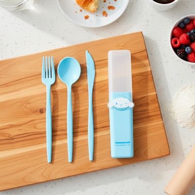 Juego de cubiertos, cuchillo tenedor y cuchara de plástico cinnamoroll -  Sanrio