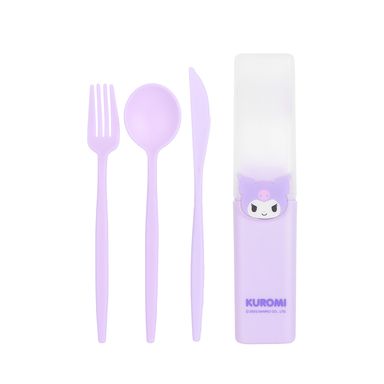Juego de cubiertos cuchillo, tenedor y cuchara de plástico kuromi -  Sanrio