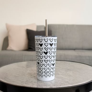 Tomatodo con sorbete de doble pared de la colección black & white 580 ml colores mixtos -  Black & White