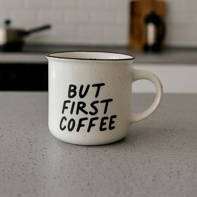 Taza de cerámica con asa de la colección black & white de 380 ml -  Black & White