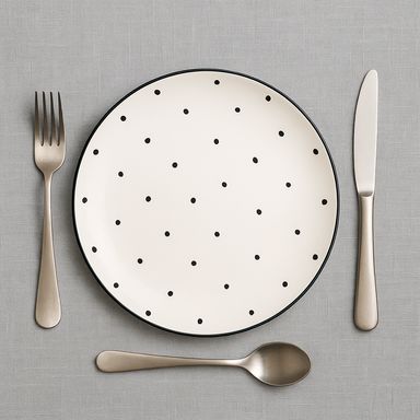 Plato de cerámica con lunares blancos y negros 6 pulgadas -  Black & White