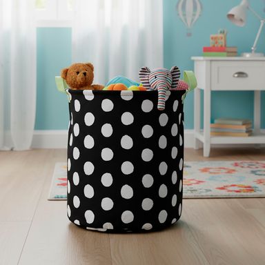 Organizador de tela redonda de la colección black & white negro puntos blancos -  Black & White
