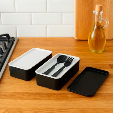 Taper para alimentos de doble capa colección black & white 1000 ml -  Black & White