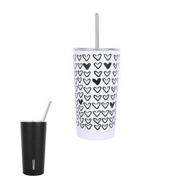 Tomatodo con sorbete de doble pared de la colección black & white 580 ml colores mixtos -  Black & White