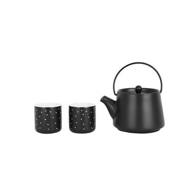 Tetera y juego de té colección black & white una tetera y dos tazas -  Black & White