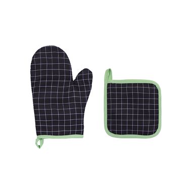 Set de guante y agarradera para cocina miniso serie black and white cuadros -  Black & White