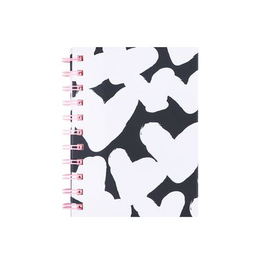 Cuaderno A6 con alambre 64 hojas corazon serie black & white -  Black & White