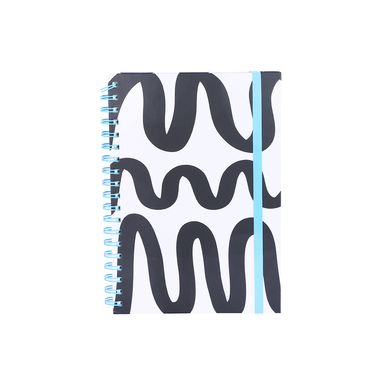 Cuaderno B5 con banda de alambre 100 hojas geometria serie black & white -  Black & White