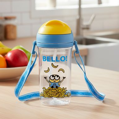 Tomatodo de plástico minions collection con sorbete y correa para el hombro 400 ml colores mixtos -  Minions