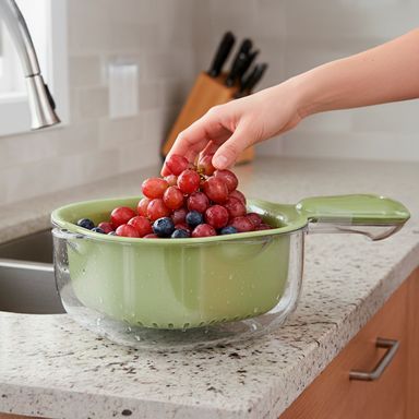 Utensilio de cocina minicesta de drenaje portátil de doble capa verde -  Miniso