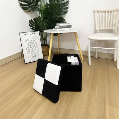 Organizador de tela otomana de almacenamiento de la colección black & white black & white -  Black & White