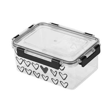 Taper de alimentos de la colección black and white de 1400 ml transparente con negro -  Black & White