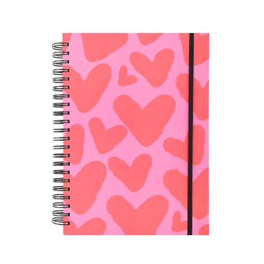 Cuaderno a4 con banda de alambre 100 hojas corazón rosa serie black & white -  Black & White