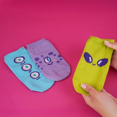 Medias infantiles miniso by vania bachur alien 3 pares edad 9 a 12 años -  Vania Bachur