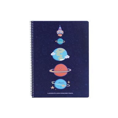 Libreta a4 encuadernado con alambre 100 hojas azul marino serie vb alien -  Vania Bachur