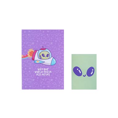 Libreta set encuadernados con puntadas a7 + b6 32 hojas, 2 unidades serie vb alien -  Vania Bachur