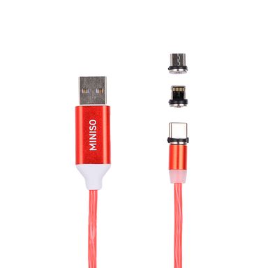 Cable magnético 3 en 1 luz roja -  Miniso