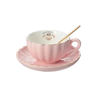 Taza de cerámica con adornos dorados rosa 210 ml -  Miniso