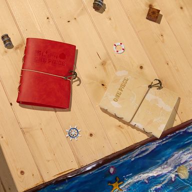 Cuaderno rojo b6 pu de hojas sueltas con banda 80 hojas pdq serie one piece -  One Piece