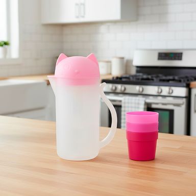 Tetera jarra de agua de gatitos con 4 tazas rosa -  Miniso