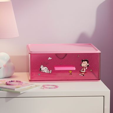 Organizador de escritorio con cajón vintage plástico rosa snoopy -  Snoopy