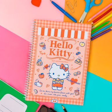 Libreta con espiral rosa 21x29.6 cm rayas 60 hojas hello kitty sanrio -  Sanrio