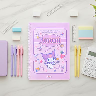 Libreta con espiral morada 21x29.6 cm rayas 60 hojas kuromi sanrio -  Sanrio