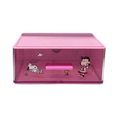 Organizador de escritorio con cajón vintage plástico rosa snoopy -  Snoopy