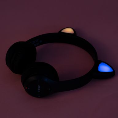 Audífonos de vincha inalámbricos diseño con orejas de gato negros b.t 5.0 -  Miniso