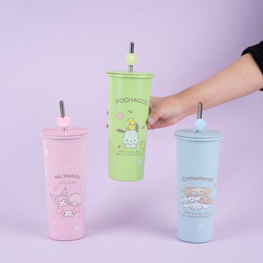 Tomatodo con tapa y sorbete acero inoxidable verde 800 ml pochacco sanrio -  Sanrio