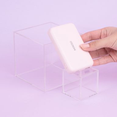 Power bank tipo c y usb rosa 14.5x9.8x6.2 cm 5000 mah carga inalámbrica -  Miniso
