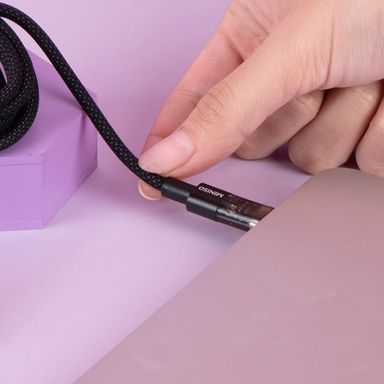 Cable de carga y datos tipo c a tipo c nailon reforzado negro 1 m -  Miniso