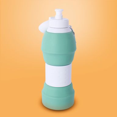 Tomatodo con tapa enroscable plegable silicona verde 600 ml -  Miniso