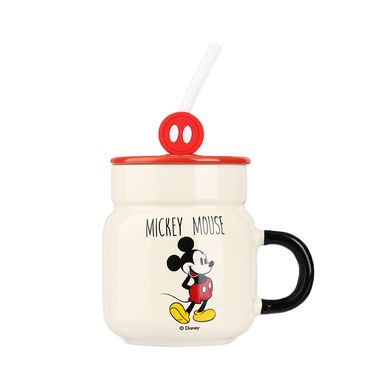 Taza con tapa y sorbete cerámica 410 ml mickey mouse disney -  Disney