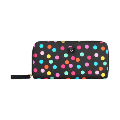 Cartera larga para mujer dots textil negra 19.5x10x 2.5 cm -  Miniso