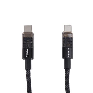 Cable de carga y datos tipo c a tipo c nailon reforzado negro 1 m -  Miniso