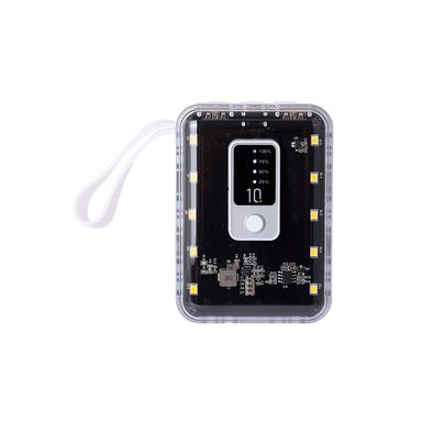 Power bank con cables usb, lightning y tipo c blanca 8.9x6.3x3.5 cm 10000 mah -  Miniso